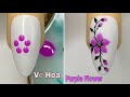 Nail art fleur violette facile pour dbutant v hoa nouveau design dongles  nouveaux ongles