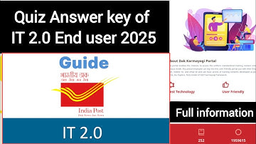 Answer key of IT 2.0 end user training🔥💯 full answer key of IT 2.0 training in daak karmayogi portal