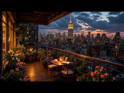 New York Balcony Jazz at Dusk ☕ Relaxing Café Jazz Music for Calm Focus and Evening Study
