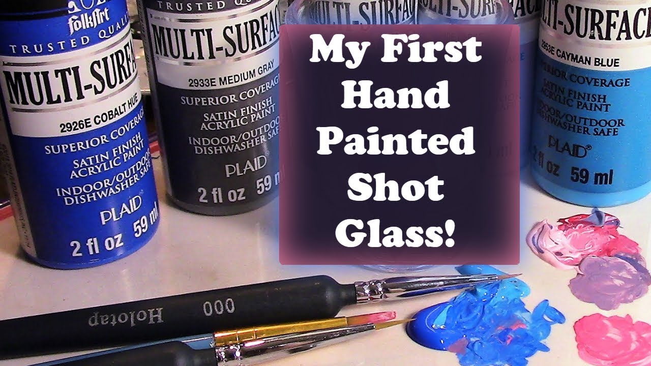 Hand Painting A Shot Glass!! (Folk Art MultiSurface Acrylics) YouTube