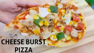 Cheese Burst Pizza Recipe | कड़ाई  में चीज़ बर्स्ट  पिज़्ज़ा | Chicken Pizza | Homemade Pizza Recipe