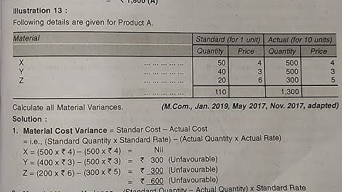 Q7 STANDARD  COSTING Material  VARIANCE  SEM 6 TYBCOM/TY BAF  Mcom Cost Accounts UNIVERSITY SOLUTION