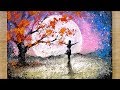 Aluminum painting techniques / How to draw a girl looking at the full moon