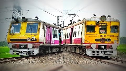 Back to back Aerodynamic Faced & Conventional EMU Trains Speedy Crossing | Eastern Railways