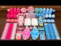 Satisfying slime mixing – Pink vs blue glossy ASMR stress relief 2174