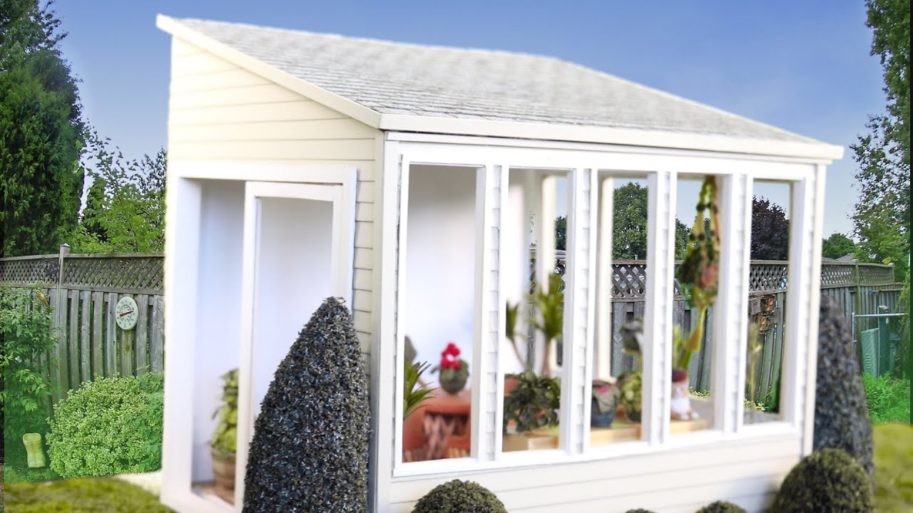 DIY Dollhouse Sunroom / Greenhouse tutorial