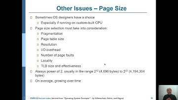 CMPE322 (Operating Systems): Ch8&9, Part 9 - Prepaging, Page Size, TLB Reach, Programming, Page Lock