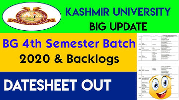 Kashmir University Big Update BG 4th Semester Batch 2020 & Backlogs Datesheet Out