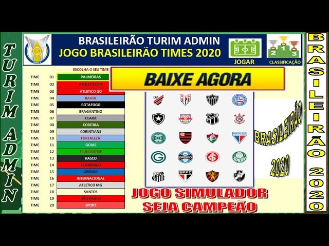 BAIXAR JOGO GRÁTIS GAME BRASILEIRÃO 2020 - JOGO SIMULADOR CLASSIFICAÇÃO  TIMES CAMPEONATO BRASILEIRO 