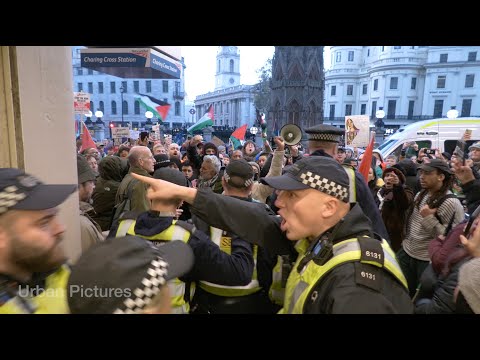 UK police barricade themselves in train station as pro-Palestinian protesters have sit-in protest