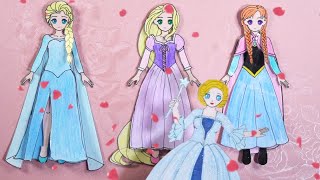 手工纸娃娃玩具：纸娃娃装扮，三位漂亮的迪士尼公主