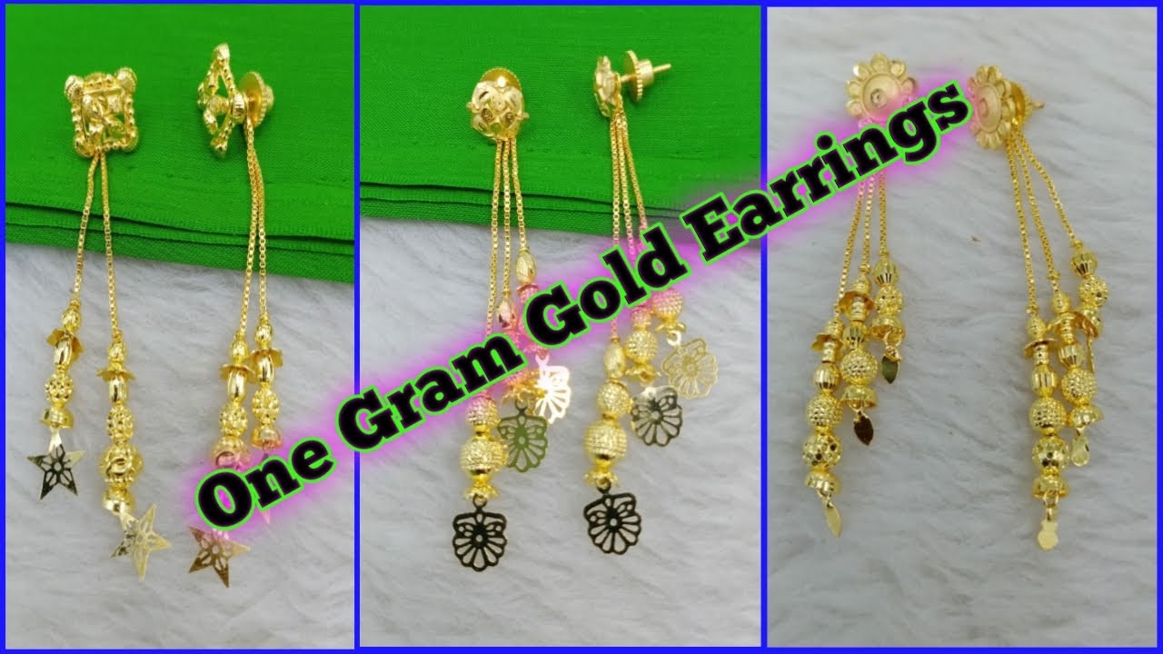 only 3gm under ki gold earrings designs with price || new gold sui dhaga  designs - YouTube