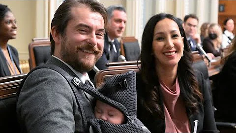 MNA Gregory Kelley at question period with son Gab...