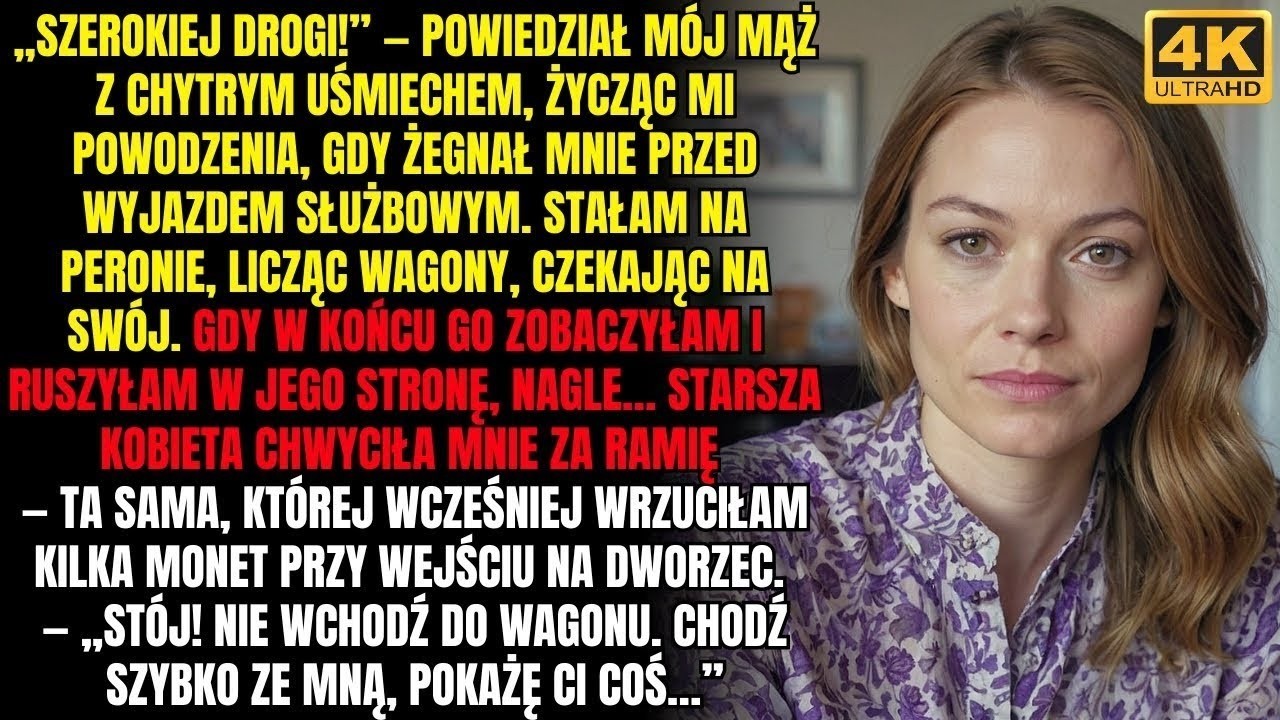 Stałam na peronie, czekając na pociąg służbowy, gdy starsza kobieta, którą wcześniej obdarowałam kilkoma monetami, chwyciła mnie za ramię. „Stój! Nie wchodź do wagonu” – wyszeptała Elżbieta, moja...