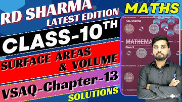 RD Sharma Class 10 Solution Chapter 13 | RD Sharma VSAQs Chapter 13 |  Surface Areas And Volume