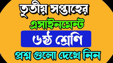 ৬ষ্ঠ শ্রেণির তৃতীয় সপ্তাহের এসাইনমেন্ট এর প্রশ্ন ২০২১ | Class 6 3rd Week Assignment 2021