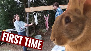 2 Beginners Learn to Butcher Rabbits With Us