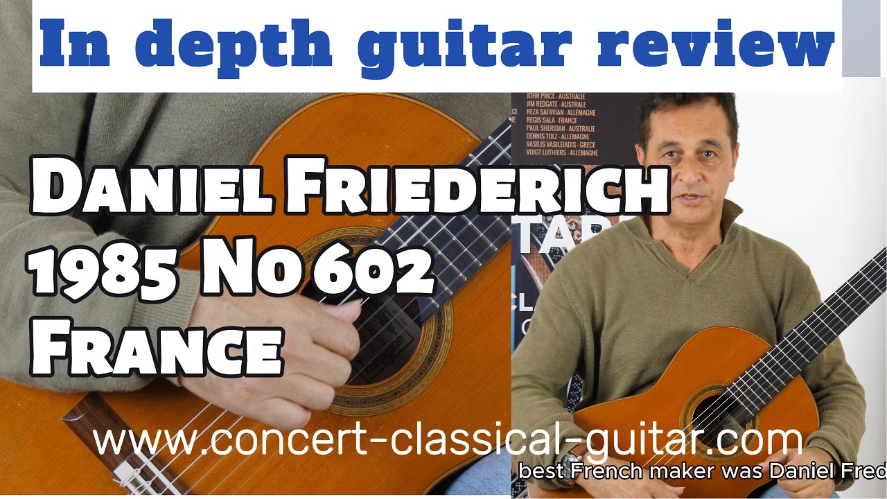 Review Daniel Friederich 1985  No 602  www.concert-classical-guitar.com


Undoubtedly one of the finest Daniel Friederich guitars!


One of the finest Daniel Friederich guitars from the golden age. This guitar has had just one owner, who purchased this Daniel Friederich in 1985. Daniel Friederich guitars are renowned for their balance, power and a certain brilliance. Power and balance are certainly present, but with a lovely roundness that is surprising and makes this the finest Friederich we’ve ever had the pleasure of playing. It’s in remarkable condition: a few signs of wear and its original finish. Only the tuning machines have been replaced.
An absolute dream!

Translated with DeepL.com (free version)
The finest concert guitars are available at :
www.guitare-classique-concert.fr
www.concert-classical-guitar.com
www.klassische-meistergitarren.de


For any additional information: contact andre@guitare-classique-concert.fr