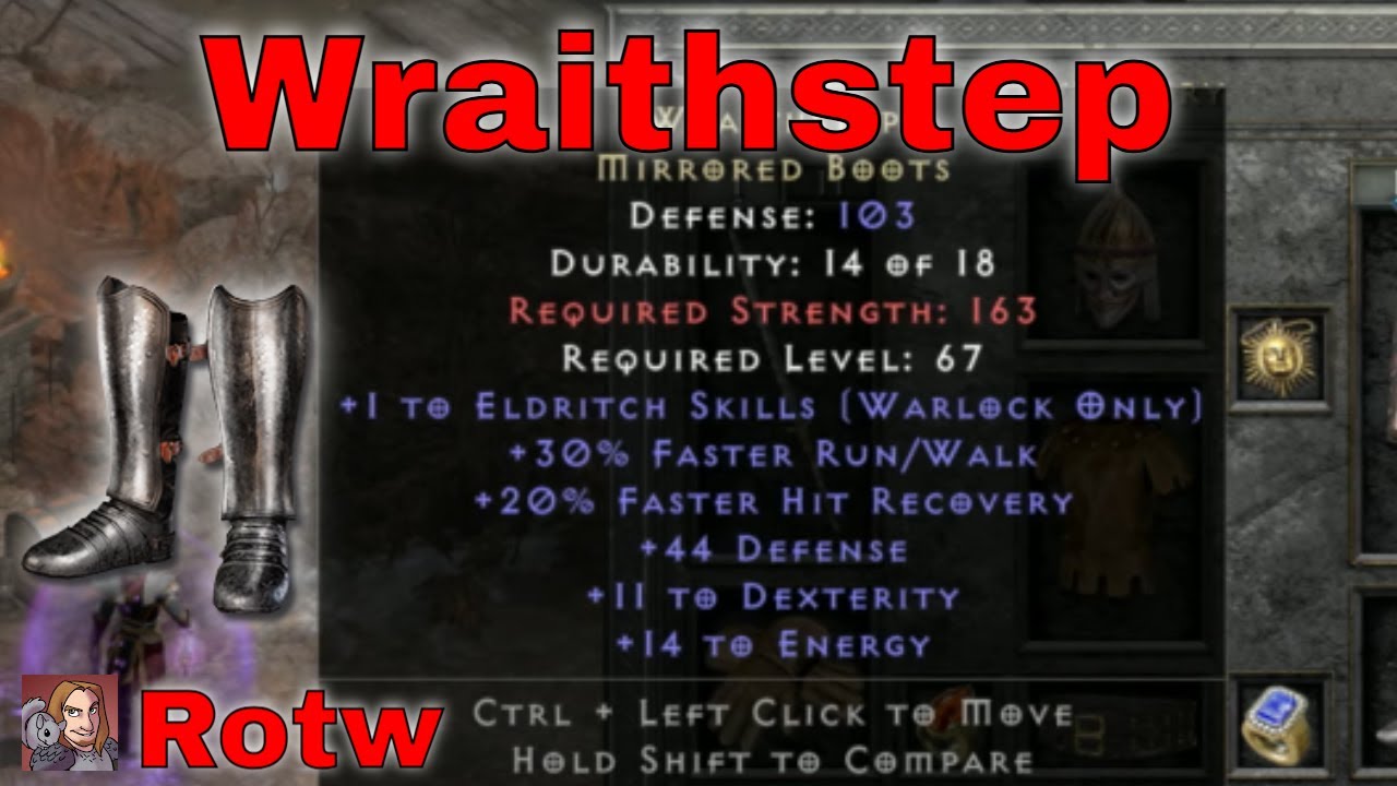 Wraithstep D2r D2R Unique Items - Wraithstep (Mirrored Boots) - YouTube