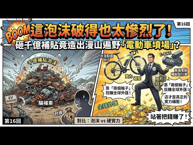 【這泡沫破得也太慘烈了！】砸千億補貼竟造出漫山遍野「電動車墳場」？看台灣隱形冠軍如何靠「兩個輪子」狂賺全球外匯，這才是真正的實力碾壓！ 縮圖