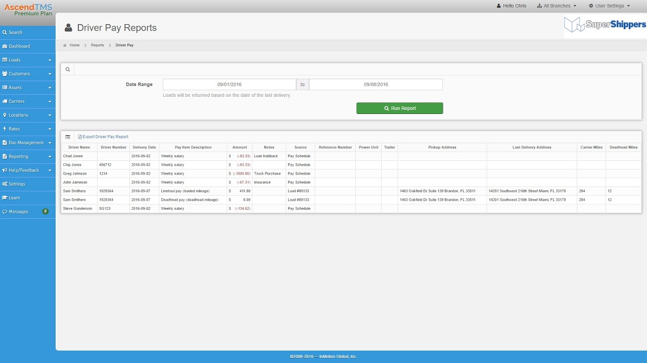 AscendTMS - Driver Pay and Reporting