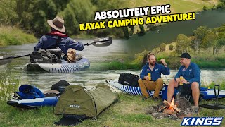 CAMPING on INFLATABLE KAYAKS?!  Epic SNOWY MOUNTAINS adventure!