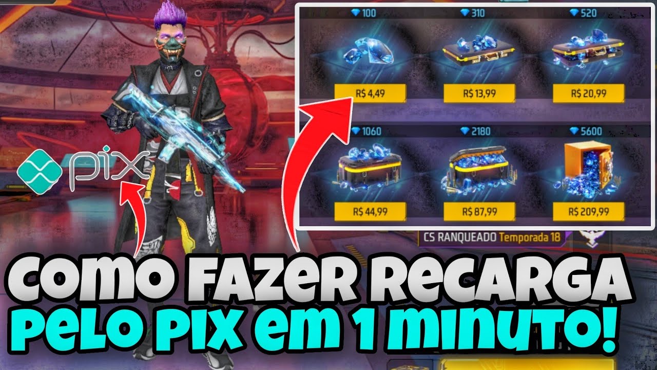 Recarga Free Fire Pix - Carregue sem taxas e com 4% de cashback