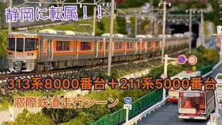 【鉄道模型】３１３系８０００番台＋２１１系５６００番台（SS編成）～窓際鉄道走行シーン～