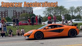 SUPERCAR Accelerations at Toy Barn Car Show! | Exits, Revs, and Walkaround