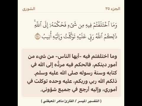 تفسير قوله تعالى وما أخلفتم فيه من شيء فحكمه الي الله