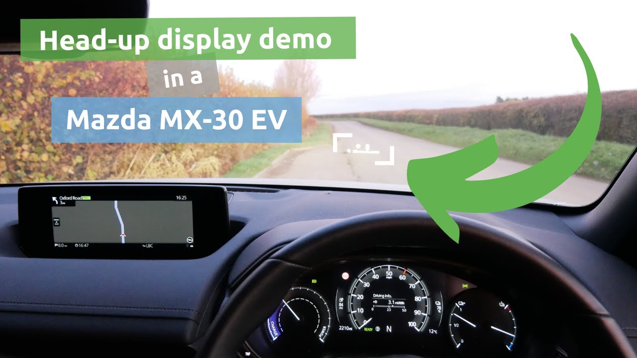 How does a HUD (Head-up display) work on a Mazda MX-30 electric vehicle? 