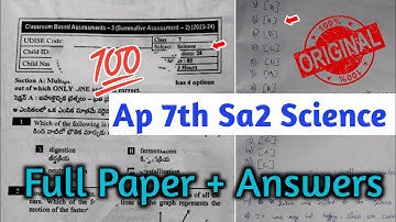 7th class science CBA-3 Sa-2 real full question paper 2024|Ap 7th class Sa2 science answer key 2024