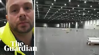Worker posts video from ExCeL centre being converted into coronavirus hospital