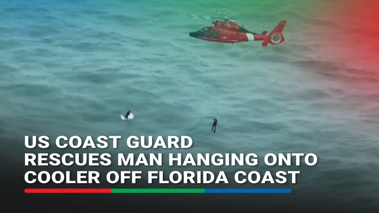 US Coast Guard rescues man hanging onto cooler off Florida coast - YouTube