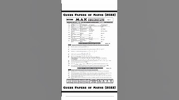 Guess Paper of Maths 2022 | MAK Collegiate | Class X | #matric #education #satisfying #interesting