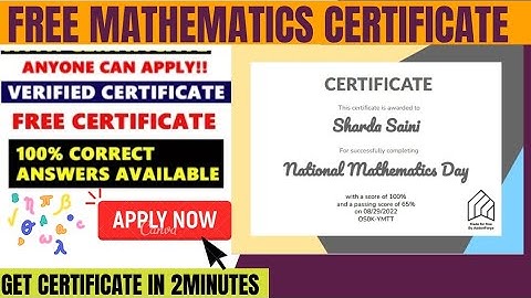 Free Mathematics Certificate | National Mathematics Day | Quiz Certificate | Get Certificate in 2Min