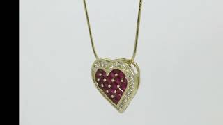 Natural Diamond Ruby Heart Pendant Necklace 3.25CT 14K YG 18” Chain - 33927