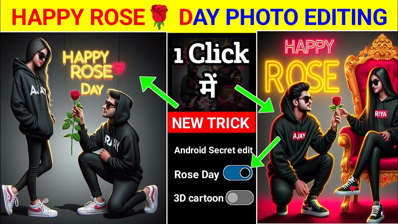 Trending Happy Rose Day🌹Couple T Shirt Name Video Editing 100% Viral😳🔥? Couple Love Video Editing