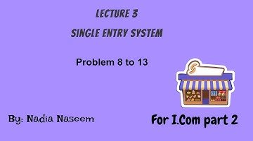 Single Entry Solved Problems  8 to 13 for I.Com part 2 Lecture 3 (Part 3/3)