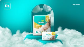 Easy Pampers Poster Ad Design | Adobe Photoshop