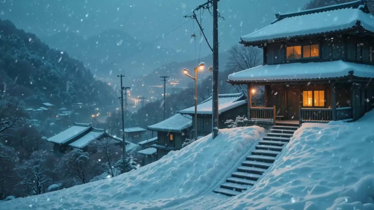 Japanese Snowfall Lofi 🎶 Warm Winter Beats for Study