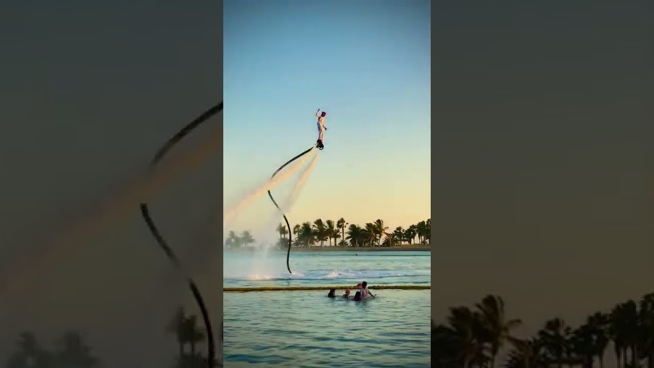 Saudi National Day at Flamingo Beach, Water jet Pack Show, Yanbu Al Bahr, Saudi Arabia