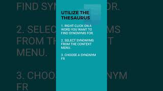 Word Tip 20: Utilize the Thesaurus  #worddoc #worddocument