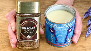 Mix condensed milk and coffee! Delicious dessert without oven in 5 minutes! Simple recipe