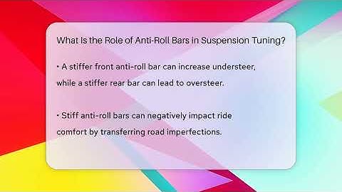 What Is the Role of Anti-Roll Bars in Suspension Tuning? - Car Performance Pros