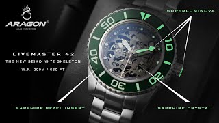 ARAGON® Divemaster 42 the New Seiko NH72 Skeleton Movement with Sapphire  Bezel - YouTube