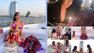 Nora Fatehis Birthday In Dubai With Friends, Belly Dancing On Yacht, Fancy Cakes, Multiple Parties