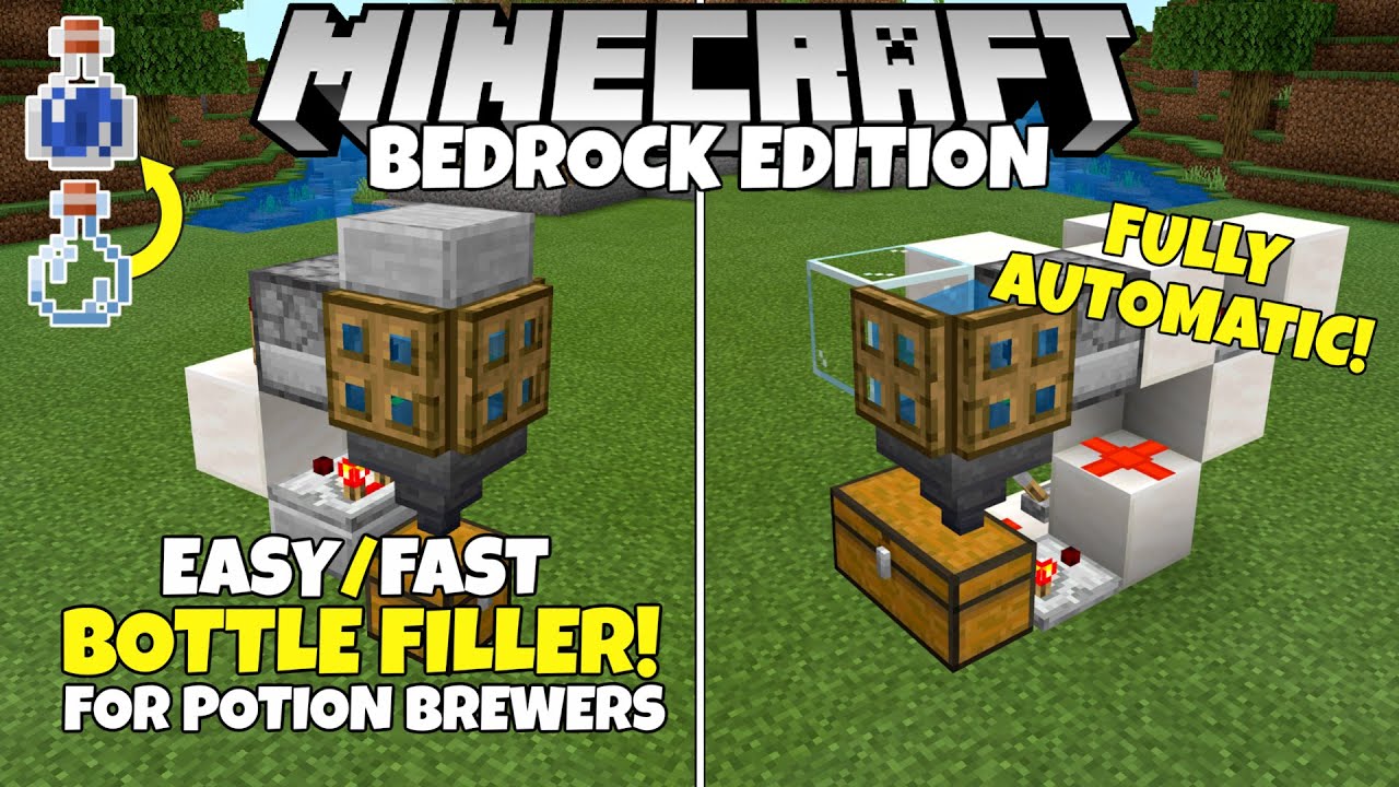 Minecraft Bedrock: Fully Automatic BOTTLE FILLER! Potion Brewer Addon