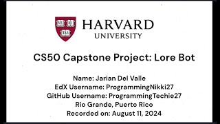 CS50 Final Capstone Project- Discord Lore Bot
