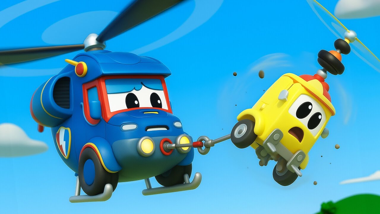 de SUPERHELIKOPTER zoekt naar de VERMISTE VORKHEFTRUCK